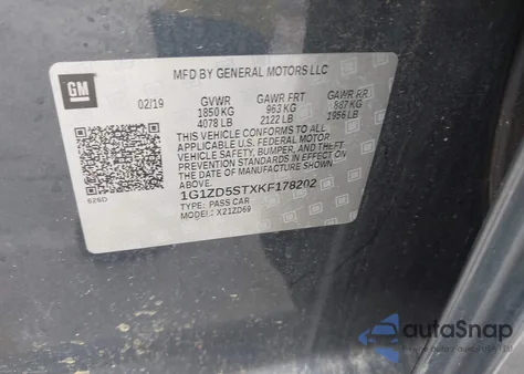 2019 Chevrolet Malibu Lt z USA, uszkodzony, nr VIN 1G1ZD5STXKF178202